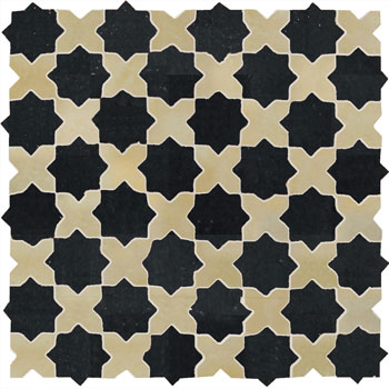 Mosaic House Moroccan tile Tanger S 6-11 Black Beige  zellige, mosaic, zellij, field, pattern, glaze, stars, classic 